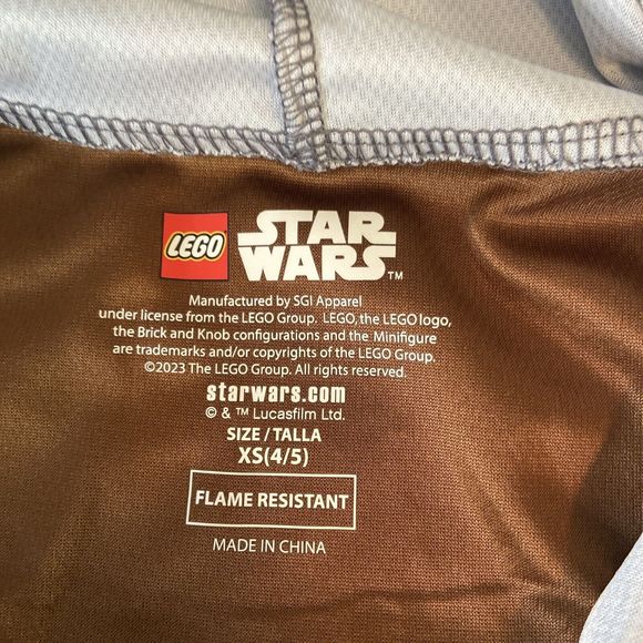 Lego Star Wars Hoodie Pajamas Grogu - Mandolorian Sz Xs 4-5 - Picture 5 of 8